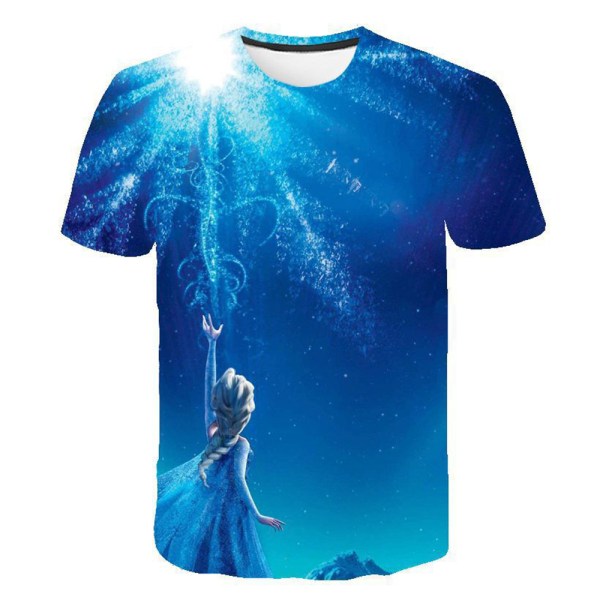 Frozen T-shirt för barn, flickor, Casual kortärmade toppar B 120cm