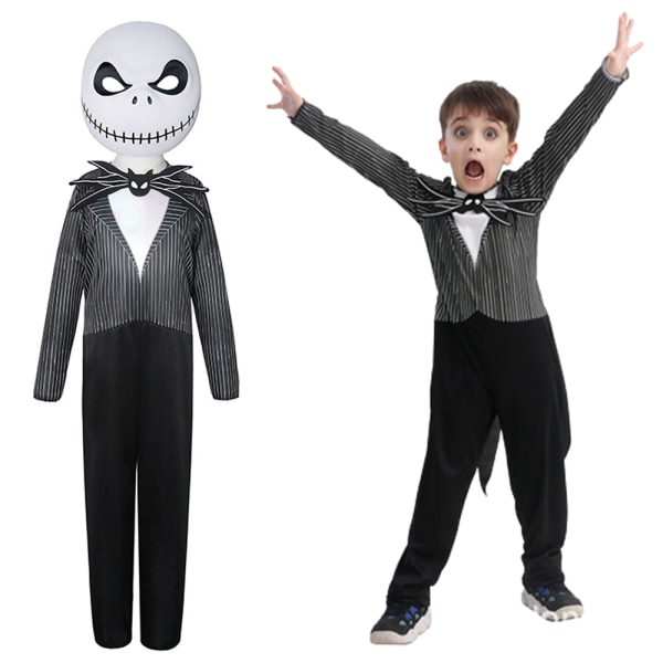 Halloween Jack Skellington Cosplay Jumpsuit för Kids Fancy Dress M