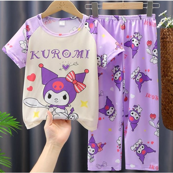 Kid Girl Sanrio Melody Kuromi Pyjamas Kortärmad T-shirt Byxor Loungewear Set D 7-9Years