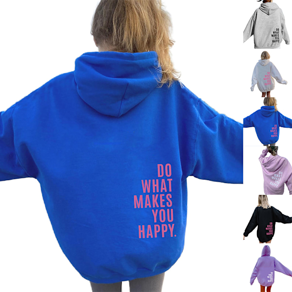 Dam Hoodie \"Do Wh s Yo Hppy\" Personlig Hoodie Lös Mode Tröja Pink 3XL