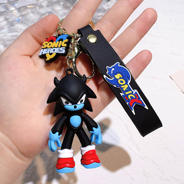 Sonic Keyring Stocking Filler Hängesväska Charm Hedgehog Cartoon Keychain Gfits Black