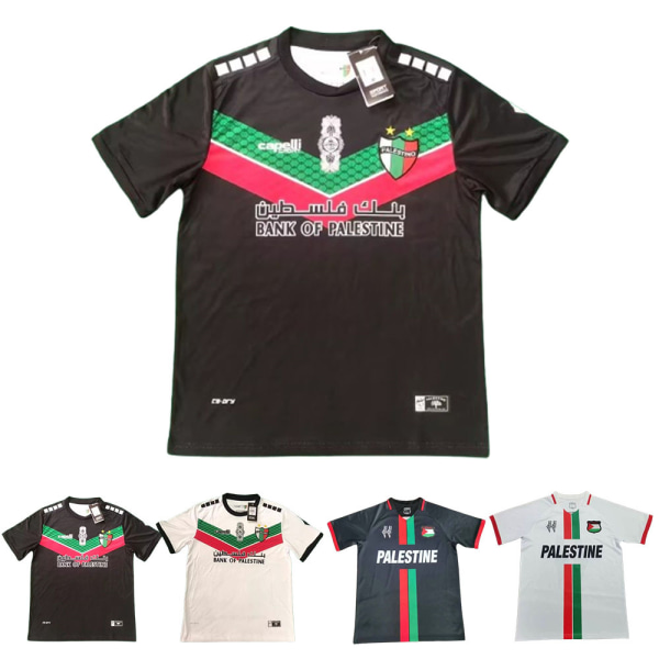 Herr Palestine Hem Fotboll T-shirt Sommar Kortärmad Toppar Blus Tee Ny Black-B XL