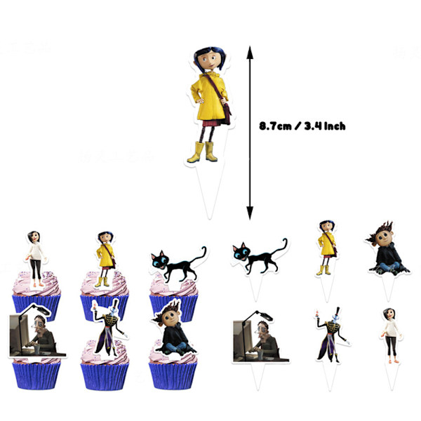 Coraline-elokuva Hyvää syntymäpäivää koristeet Banneri Ilmapallot Kakun koriste lapsille