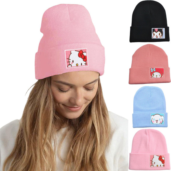 Dam Kuromi Melody Vinter Beanie Hat Varm Stickad Skateboard Ski Cap Cinnamoroll