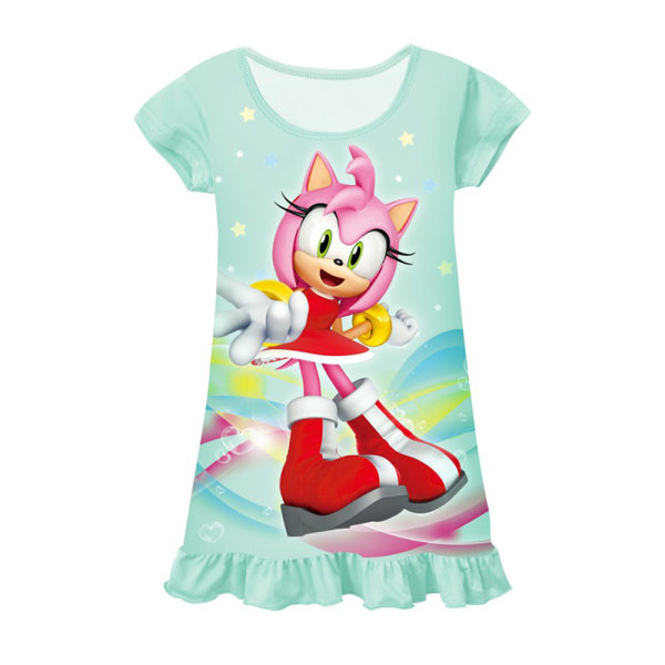 Sonic T-shirt för barn flickor Casual kortärmade toppar Green 130CM