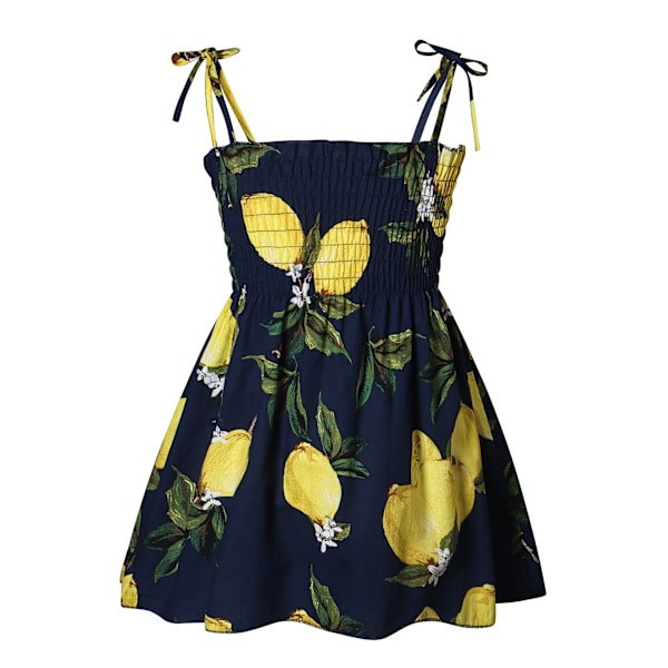 Barn Flickor Småbarn Axelbandsklänning Blommig Klänning Fest Vardagsklänning Swing Klänning Sommar G 120cm