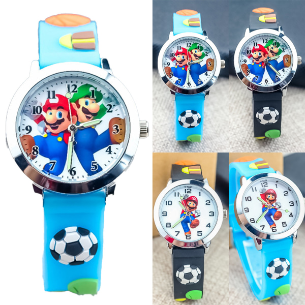 Watch för barn 3D Anime Mario Cartoon Quartz Watch B
