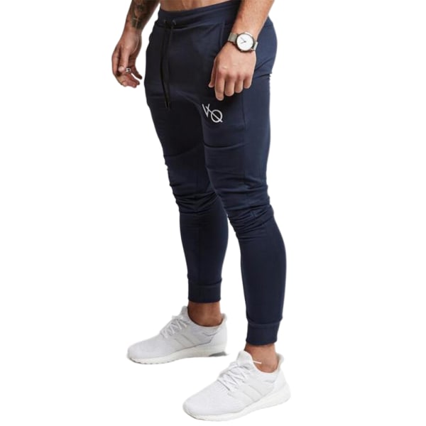 Herrlöparoverall Joggingbyxor Byxor Joggers Fitness Sports Sweatbyxor Navy Blue L