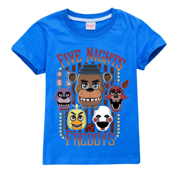 Barn FNAF Five Nights at Freddy's T-shirt Toppar Pojkar Flickor Kortärmad unisex Blue 160cm