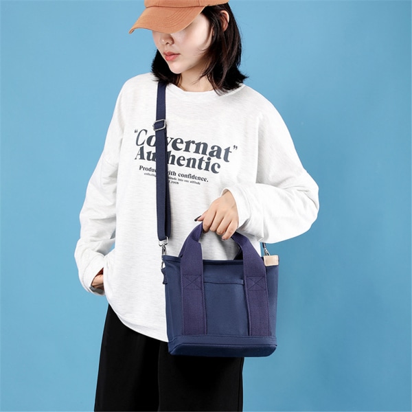 Kvinnor Canvas Crossbody-väska Liten minihandväska med dragkedja Dark Blue