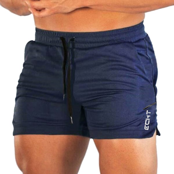 Herr Sport Träning Bodybuilding Sommar Gym Shorts Träning Fitness Korta Byxor Navy Blue XL