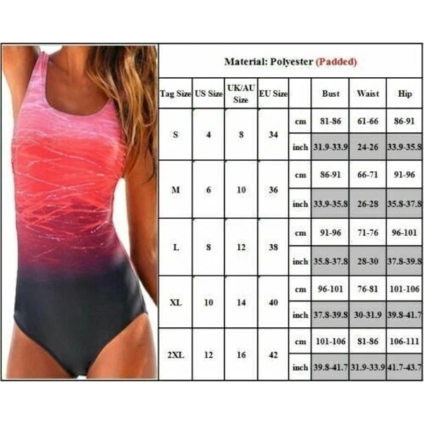Dam Bikini Monokini Magkontroll Simning Sommar Baddräkt Strandkläder Blue 2XL