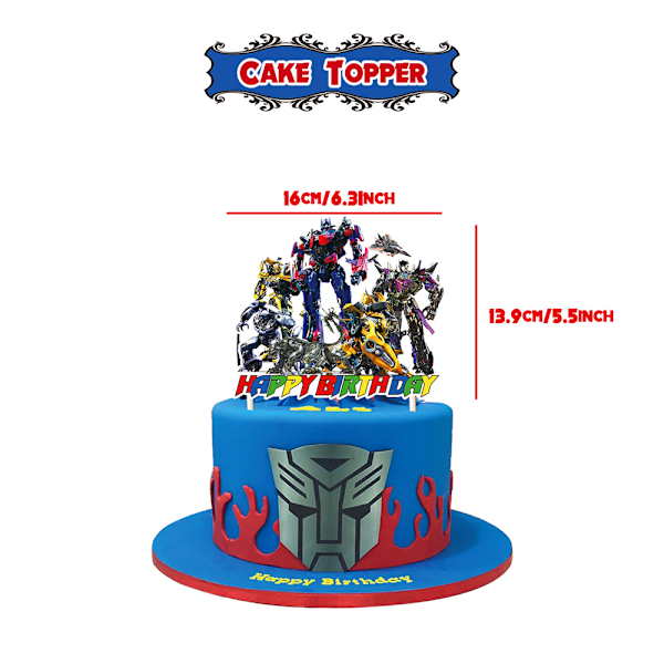 Transformers Grattis på födelsedagen Dekorationer Banner Ballonger Tårtdekoration Flickor Pojkar