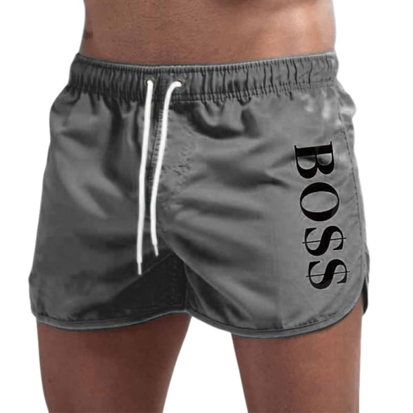 BOSS Herr Sommar Sport Fitness Simning Board Shorts Badbyxor Strandbyxor Grey M