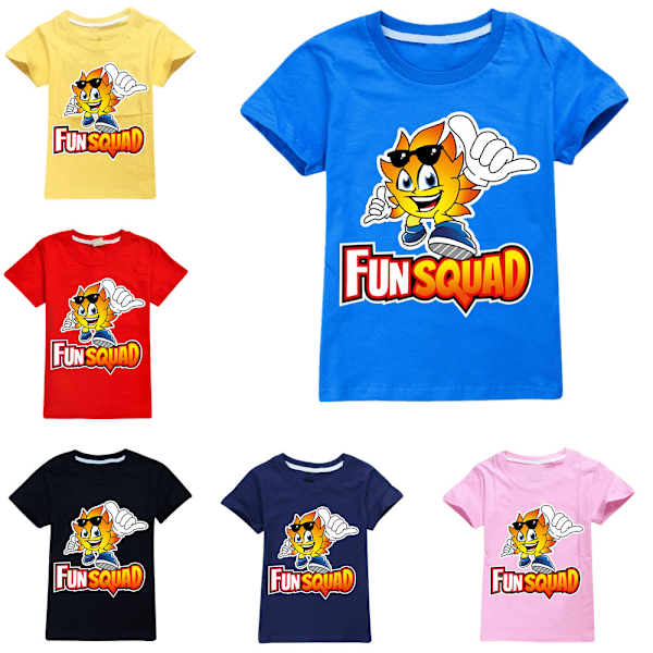 Fun Squad Gaming T-shirts för Pojkar och Flickor, Söta Grafiska Tecknade Tryck, Rund Hals, Rolig Kortärmad Tröja, Vardaglig Vår- och Sommartröja för Barn Pink 130cm