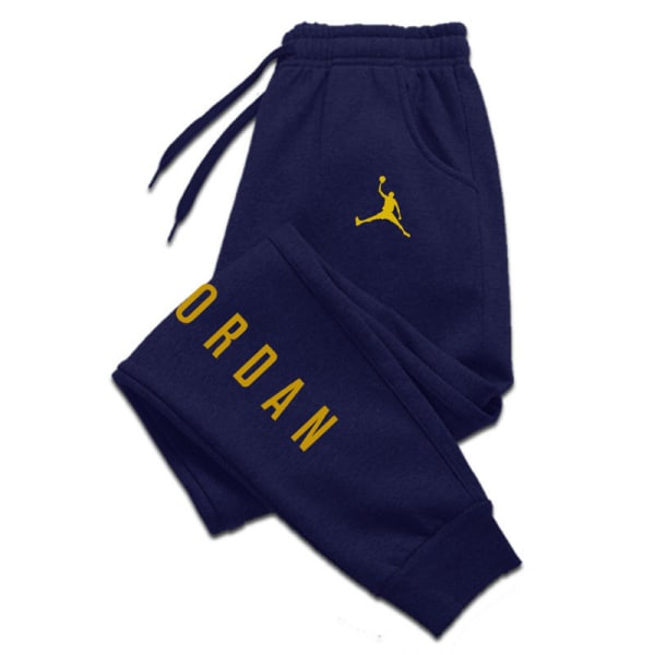 Mäns Casual Sweatpants med Fickor Lättvikts Träningsbyxor Löpning Träning Sportbyxor Blue Yellow M