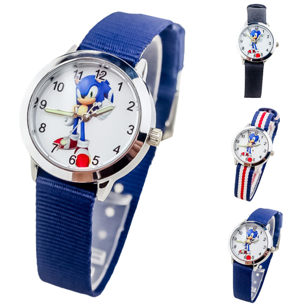 Sonic Kids Cartoon Quartz Watch Canvas Armband Armbandsur runda söta barnpresenter Black