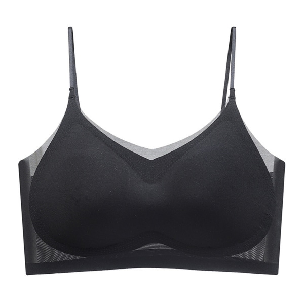 Lady Ultratunn Ice Silk Seamless BH Mjuk Bekväm Bralette black XL