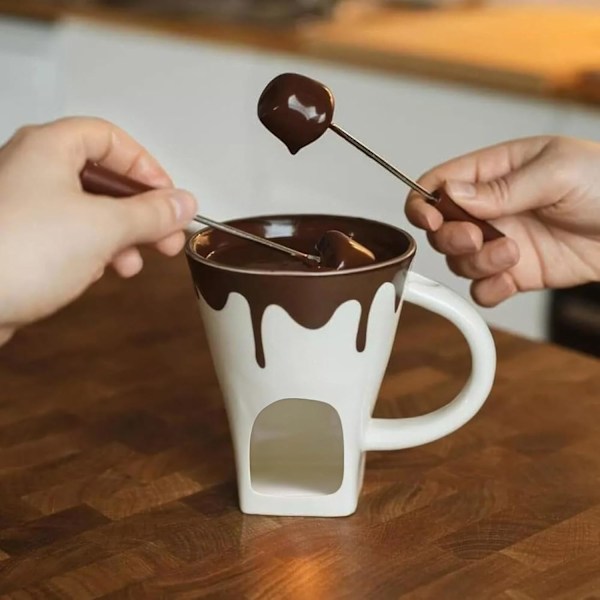 Fondue Mugg Choklad Smältkopp Köksredskap Godis Hot Pot Off white