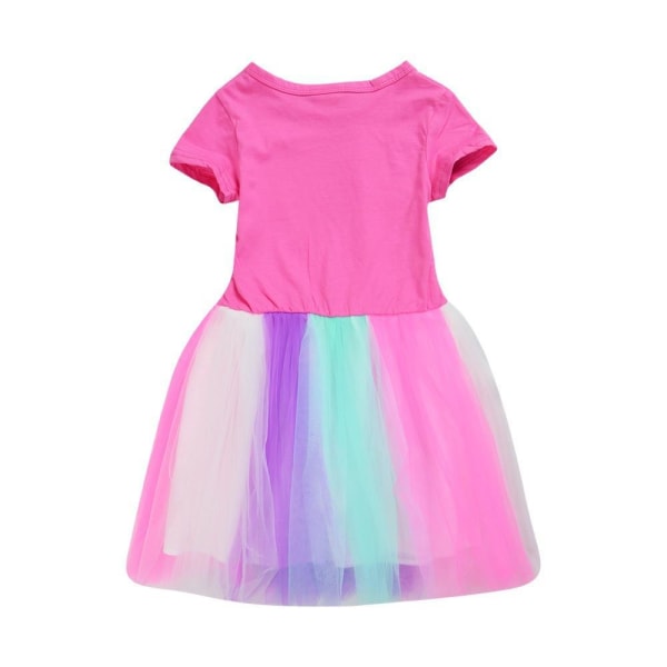 Blueys Printed Kids Girls Dress Casual Princess Party Rainbow Kjol Tutu Klänningar Rose red 110cm