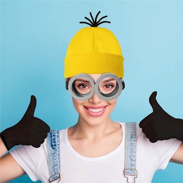 Halloween-kostymer Beanie Hat Cap Minion Glasögon Handskar Maskeraddräkt Despicable Me Cosplay Tillbehör Vuxen