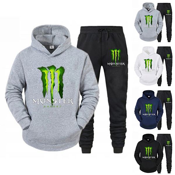 Miesten verryttelypuku rento lenkkeilypuku hupparit housut lenkkeilyhousut 2 kpl setti asu White XL