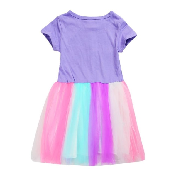 Blueys Printed Kids Girls Dress Casual Princess Party Rainbow Kjol Tutu Klänningar Purple 120cm