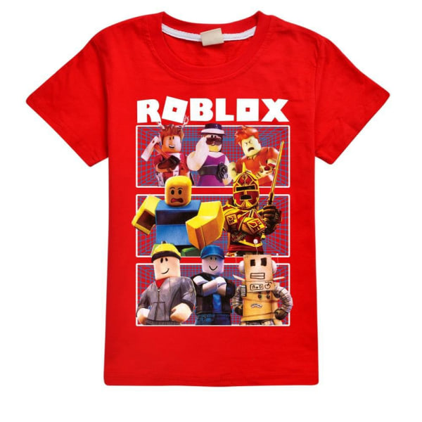 Roblox Print T-Shirt Barn Pojkar Flickor Kortärmade skjortor Sommar Toppar Tee School Red 150cm