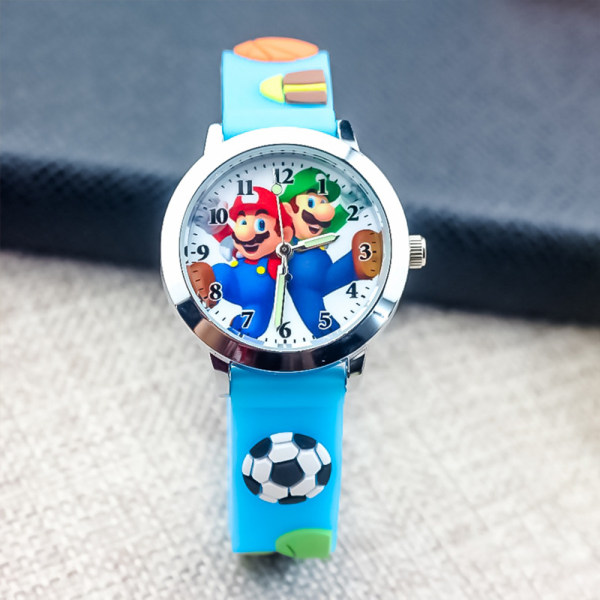 Watch för barn 3D Anime Mario Cartoon Quartz Watch B