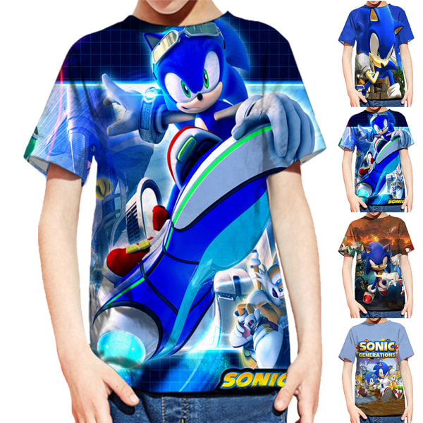 Barn Pojkar Kortärmad T-shirt Sonic The Hedge Tops Kostym A 140cm