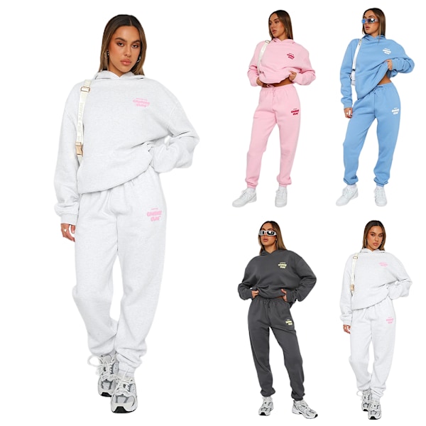 Dam Casual Fashion Vit Fox Boutique Hoodie Sweatshirt Tröja Huvtröja Byxor Tracksuits Pink 3XL