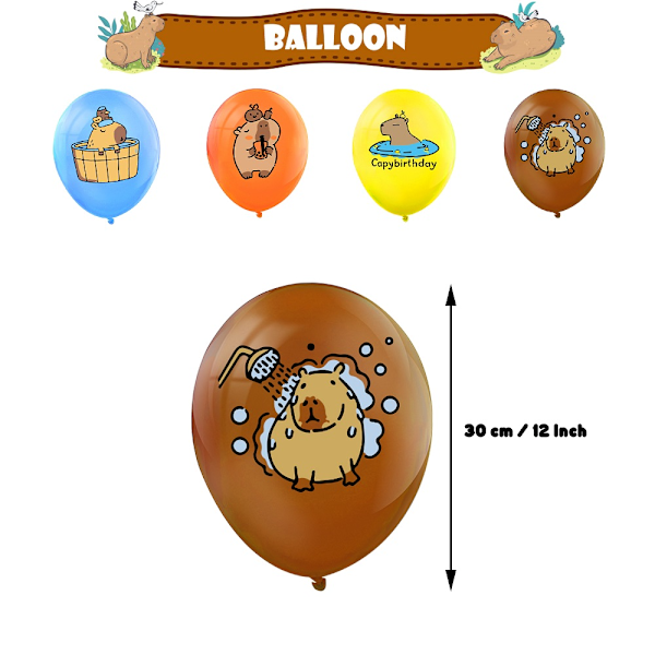 Capybara födelsedagsfest dekorationer set, temafest dekorationer inklusive födelsedagsbannrar, tårtdekorationer, cupcake-dekorationer, ballongdekorationer