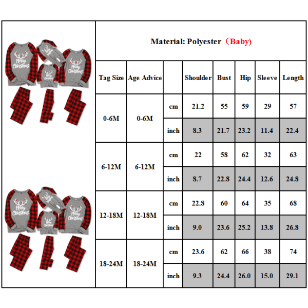 Vuxna barn Pojke Jul Familj Matchande Pyjamas Set Child 2T