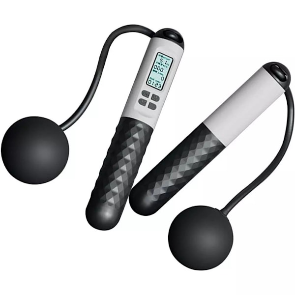 Hopprep med räknare, trådlöst viktat hopprep för fitnessövningar Black White