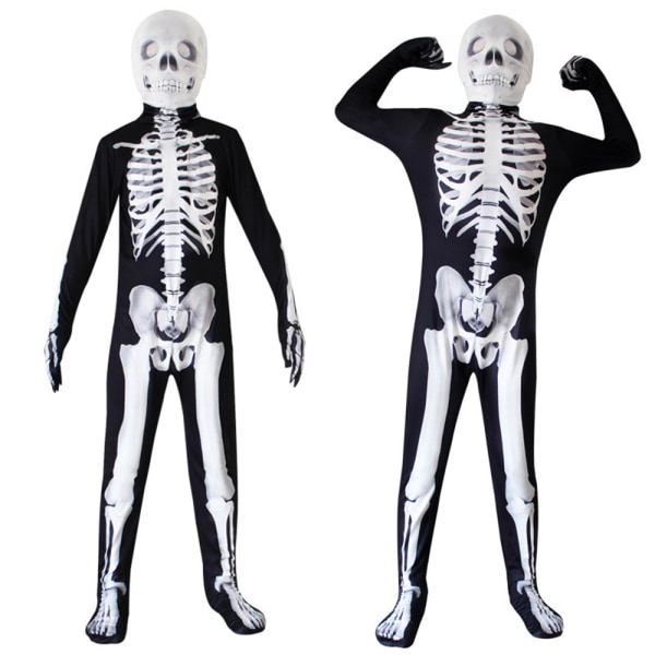 Skelettdräkt Halloween för barn Vuxen Onesie Jumpsuit 140cm