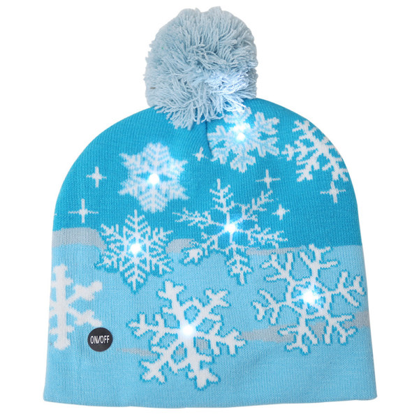 Julhatt med LED Light Up Beanie Sweater Cap Söt Snowflake