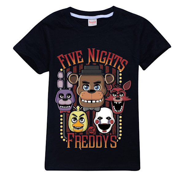 Barn FNAF Five Nights at Freddy's T-shirt Toppar Pojkar Flickor Kortärmad Unisex Black 140cm