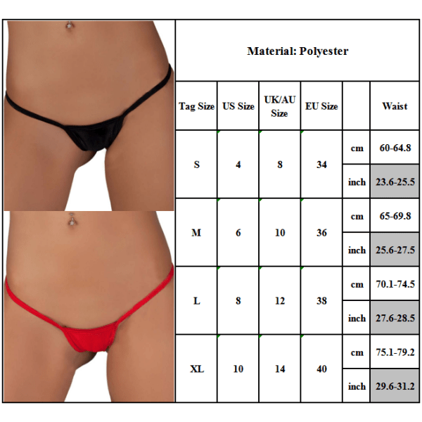 Dam Sexiga Mini Strings G-String Underkläder Underkläder Trosor Red XL