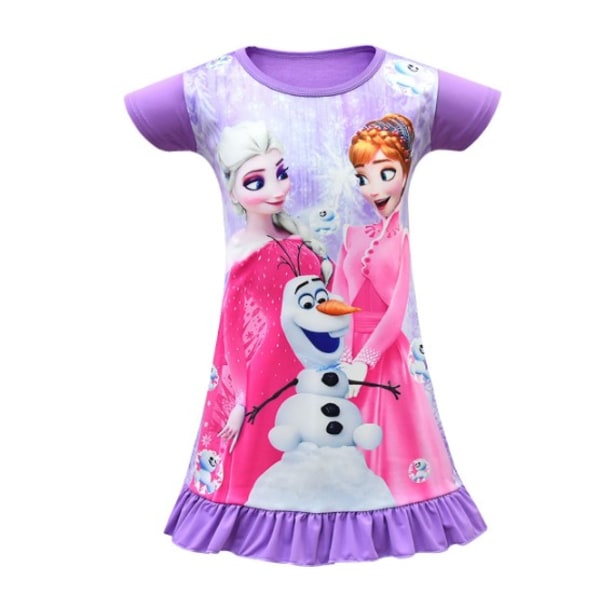 Flickor Frozen Princess Dress Nattlinne Pyjamas Loungewear Purple 130cm