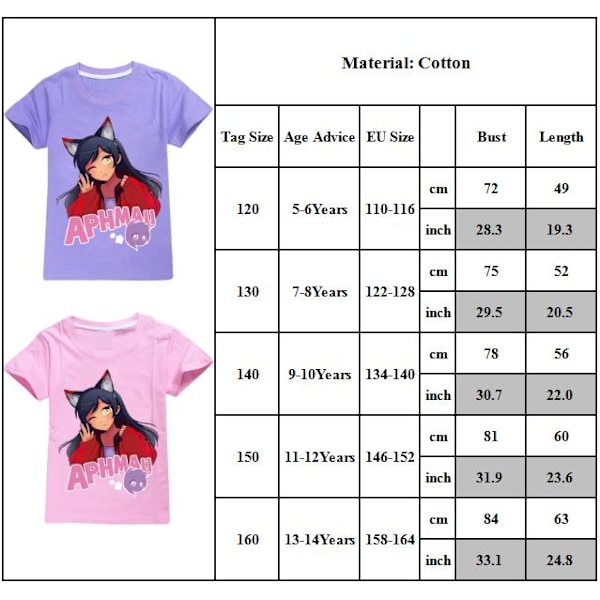 APHMAU Pojkar Flickor T-shirts Söta Grafiska Tecknade Tryck Rund Hals Roliga Kortärmade T-shirts Vardaglig Vår Sommar Tröja För Barn Red 120cm