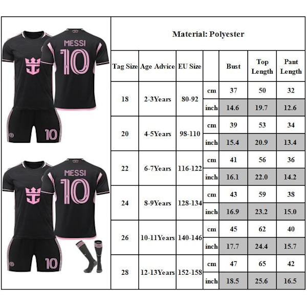 2024-2025 Miami Bortatröja Barn Fotbollströja Kit Nr.10 MESSI Tröjor Utrustning 20