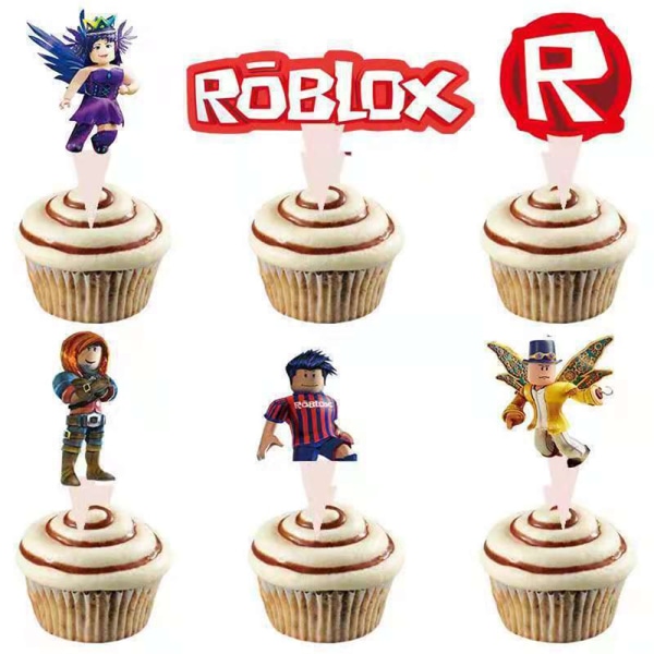 Roblox Födelsedagsfest dekoration Ballonger Banner Cake Toppers