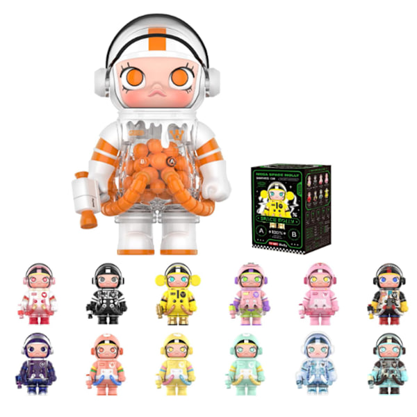 POP MART DIMOO Space Molly Serie Figurer, Slumpmässigt Designade Actiondockor, Heminredning, Födelsedagspresenter för Flickor och Pojkar (En Blind Box Slumpmässigt)
