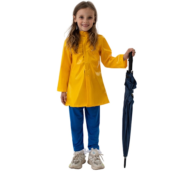 Halloween Coraline -asu lapsille, keltainen sadetakki ja siniset housut, asut lasten roolileikkeihin S