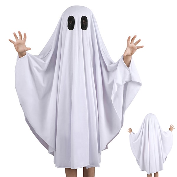 Barnvit spöke kappa kostym Halloween barn pojkar flickor fin klänning outfits L