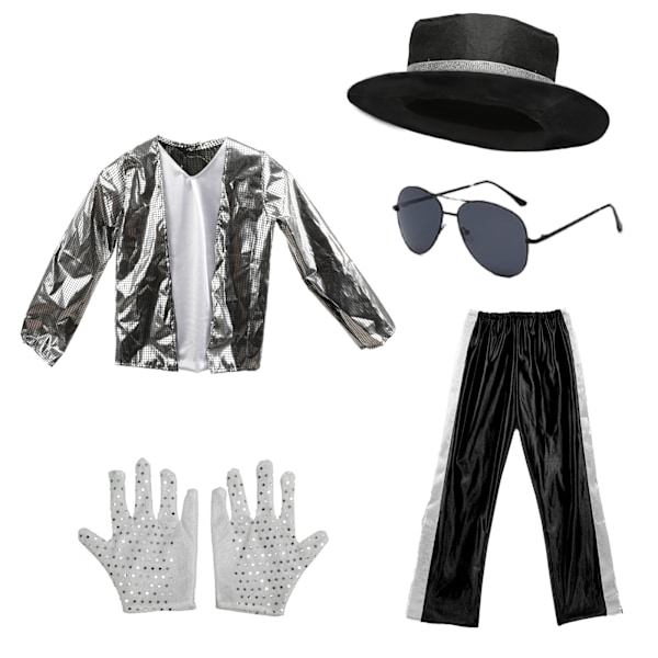 Lasten poikien Michael Jackson -asu Cosplay-tanssitähti Halloween-karnevaali Superstar-laulaja Juhlat Pojat 80-luvun 90-luvun hiphop-lava-asut L