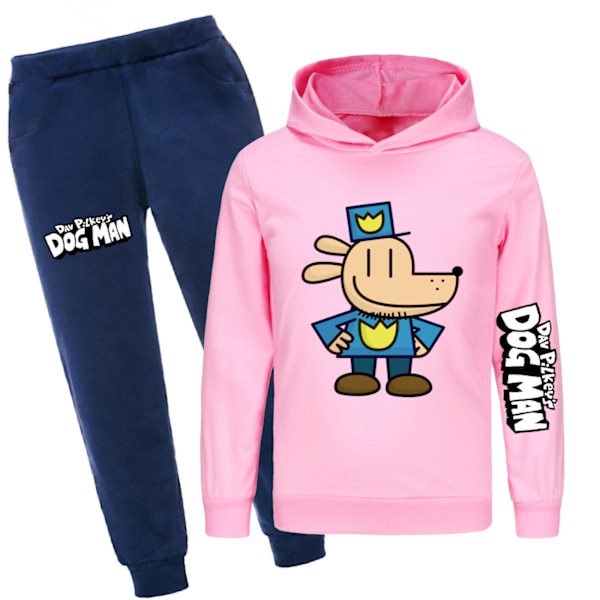 DOG MAN Träningsset Långärmad Hoodie Sweatshirt Byxor för Barn Pojkar Flickor Pink 140cm