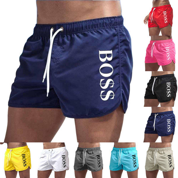 Män Boss Sommar Badbräda Badbyxor Trunks Badkläder Strand Surfing Sport Jogger Jogging Kort Byxor Red M