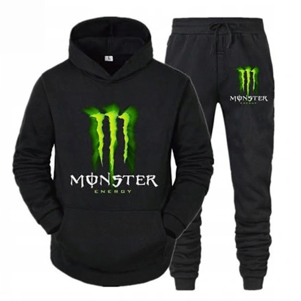 Miesten verryttelypuku rento lenkkeilypuku hupparit housut lenkkeilyhousut 2 kpl setti asu Black XL
