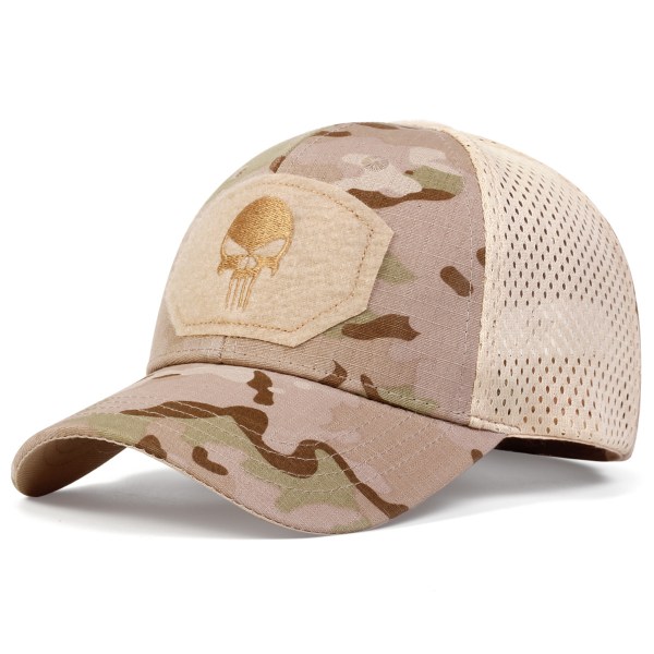 Skalle Basebollkeps Snapback Sport Utomhus Mesh Net Trucker Camo Army Hat Rock D